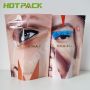 Hot sale hologram mylar zipper pouch cosmetic packaging bags for brush makeup