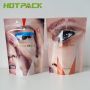 Hot sale hologram mylar zipper pouch cosmetic packaging bags for brush makeup