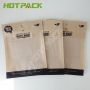 Custom frosted printing mylar brown kraft paper 3 side seal bag with window for toy 