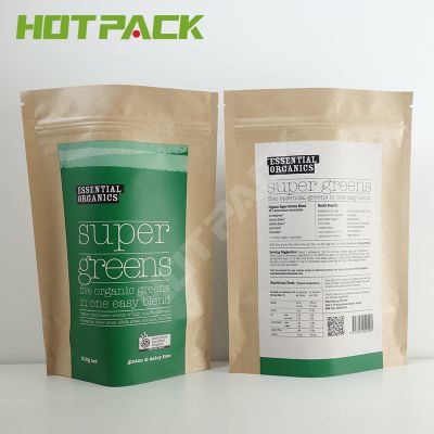 Zipper Aluminum Foil Brown Kraft Paper Spice Food Powder Package  Bags with Your Design Logo