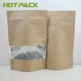 Hot Sale Custom Printed Brown Kraft Paper Ziplock Resealable Stand Up Pouch