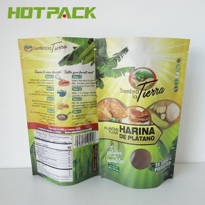 Laminated kraft paper custom print flour packaging bag stand up food pouch with zip lock