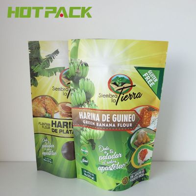 Custom brown kraft paper mylar stand up zip lock flour packaging bag with window