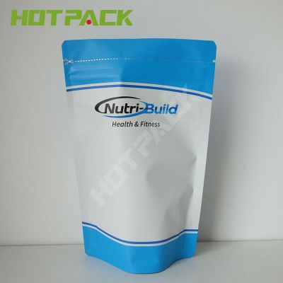 Resealable aluminum foil printed zipper lock stand up matte food supplement bags
