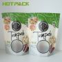 Resealable matte finished plastic food packaging bag stand up zipper mylar pouch with window