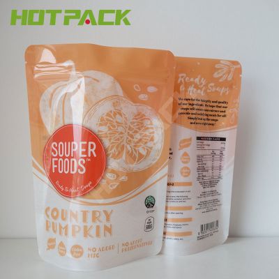 Mylar glossy plastic stand up zipper liquid packaging bag for soup with logo