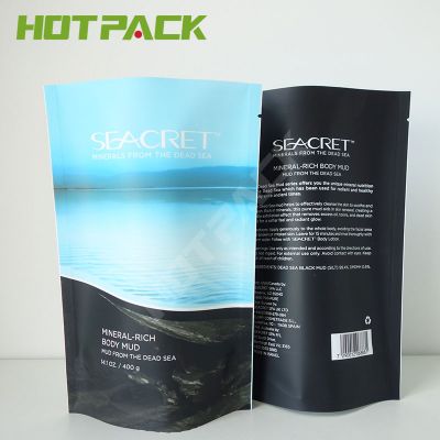 Customized matte plastic mylar  packaging body mud bag body scrub stand up pouch with own logo