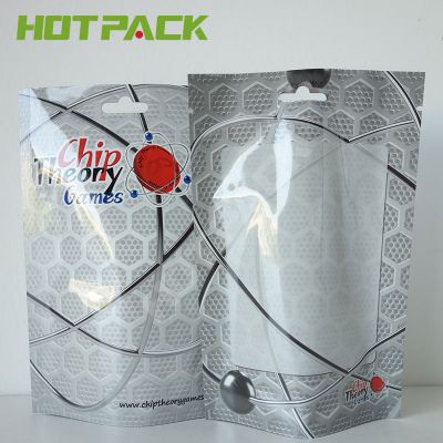 Customized print packaging toy bag with own logo glossy plastic stand up ziplock pouch 