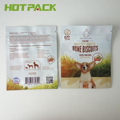 Custom printed mylar zipper plastic three side seal bag with tear notch for pet food