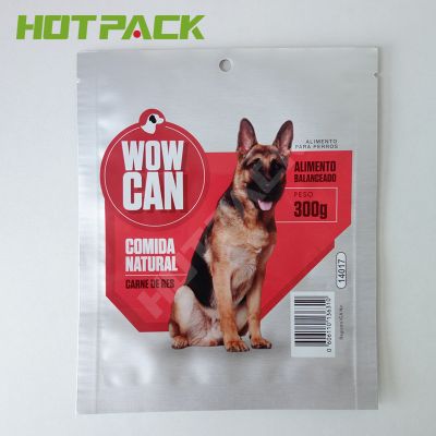 Custom logo moisture proof aluminized foil dog pet food three side seal packaging bag