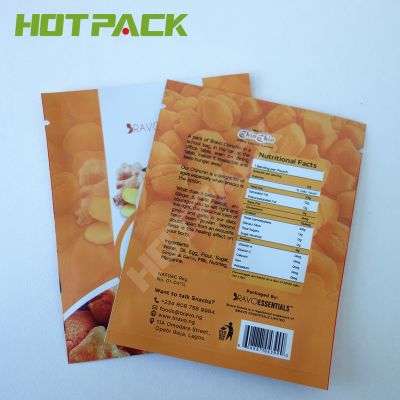 Matte Wholesale Heat Seal Mylar Snack food Plastic Three Side Seal Packaging Bags