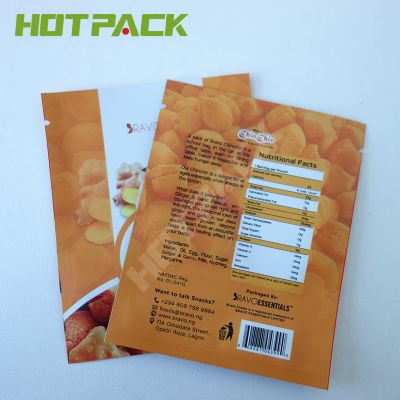 Custom mylar heat seal cheap biscuit snack food plastic small three side seal packaging bag