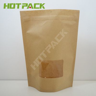 Custom Print Food kraft paper stand up pouch packing bag with clear window