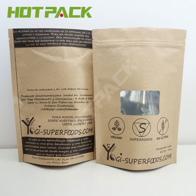 Food packaging,Kraft stand up pouches with window,Stand up pouch bags