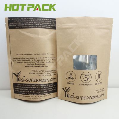 Hot Sale Custom  Kraft Zipper Paper Protein Food Stand Up Packaging Bags