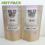 Custom print food grade stand up pouch zipper top seal snack flour food kraft paper packaging bag