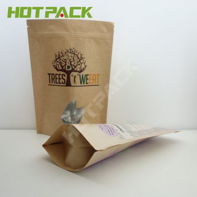 Custom printed zip lock kraft paper stand up aluminum powder packing bag