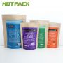 Custom Print Zipper Kraft Paper Aluminum Foil Stand Up Pouch For Whey Protein Powder Food
