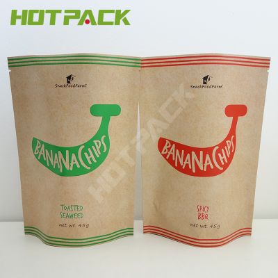 Custom Aluminum Foil Stand Up Plastic Apple Cinnamon Banana Chips Packaging Bag