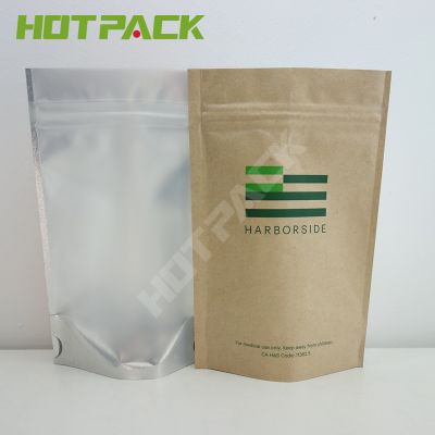 Wholesale printed  kraft paper food packaging stand up pouch with clear window