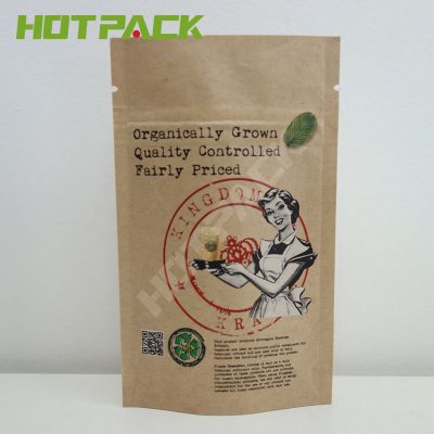 Custom Printing Food Grade Brown Kraft Paper With Zipper Food Packaging Bag