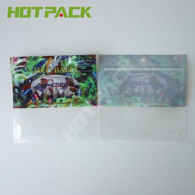 Custom Printed Fishing Lure Plastic Packaging Bag 3 Side Seal Bag with zipper