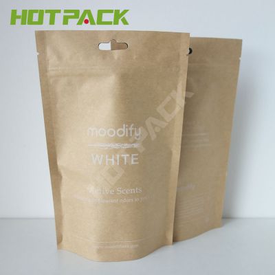 Gravure printing  brown kraft paper aluminum foil packaging bags with zipper