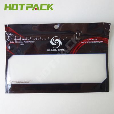 Custom clear zip lock plastic fishing bait lure plastic packaging bag 3 side seal bag