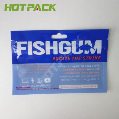 Custom print wholesale fishing lure package plastic packing 3 side seal bag with clear window