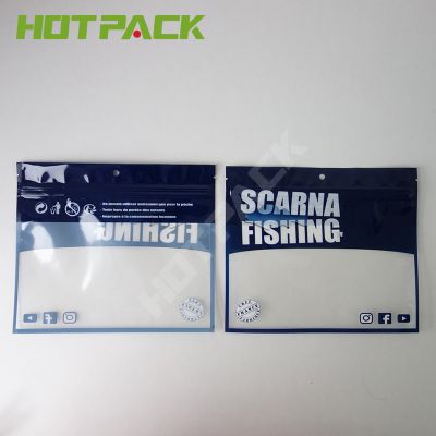 Transparent packaging bags fishing bait lure zip lock plastic 3 side seal packaging bags