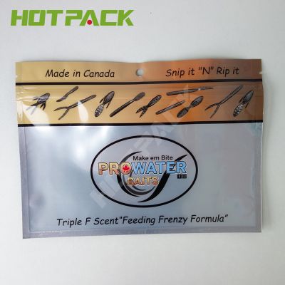 Custom printed mylar smell proof fish baits 3 side seal plastic packaging bag