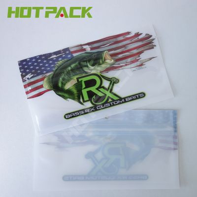 Packaging bags white plastic 3 side seal packaging bag with window for fish baits