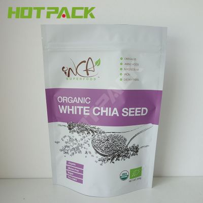 Food grade matte chia seed packaging bag stand up ziplock mylar pouch with custom own logo