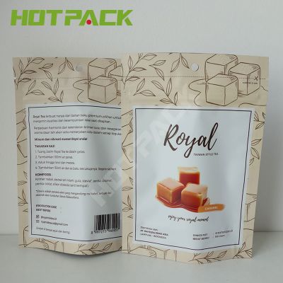 Food grade matte plastic tea mylar bags resealable zipper stand up bags with own logo