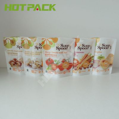 OEM heat seal reusable ziplock soup pouches plastic stand up food package