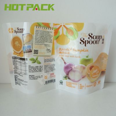 Glossy finish food grade mylar bag digital printing fresh soup stand up packaging bag