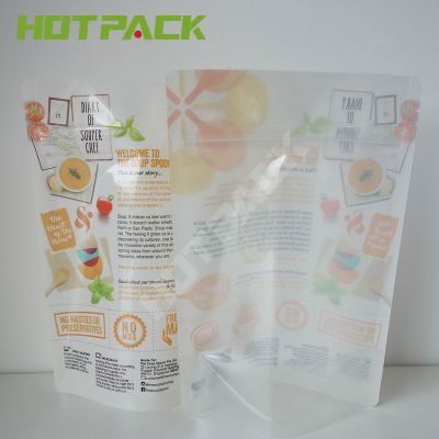 High barrier mylar packaging bag glossy plastic custom print stand up transparent window pouch