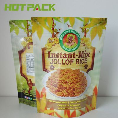 OEM mylar packaging bag with zipper for rice resealable stand up food pouch with zipper