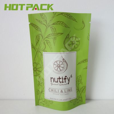 Food grade custom printed nuts packaging bag reusable stand up food ziplock pouch