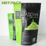 Logo printed aluminum foil plastic powder bags stand up zipper matcha tea packaging bags