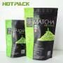 Logo printed aluminum foil plastic powder bags stand up zipper matcha tea packaging bags