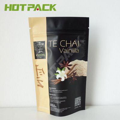 Aluminium foil custom printed  plastic stand up food pouch mylar tea powder bag