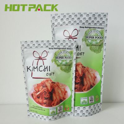 Fast shipping customize print frosted zip lock kimchi packaging bag stand up zipper food doypack