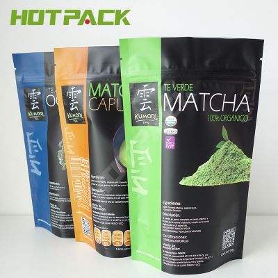 Digital printing packaging matcha powder matte bag mylar stand up plastic bag with ziplock