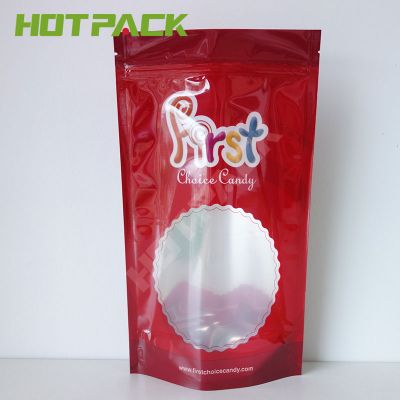 Printing metallic foil healthy snack candy stand up pouch with zipper window 