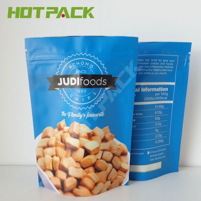 Food Grade plastic resealable laminated zipper matte plastic snack food packaging bags 