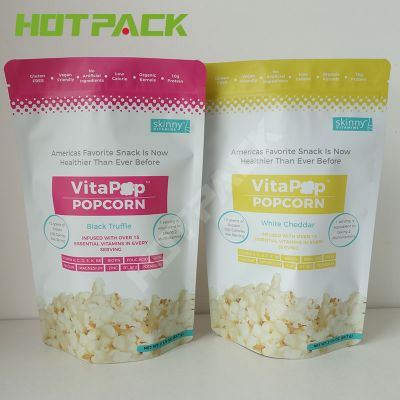Custom printed mylar snack popcorn biscuits food plastic packing bag with zip lock