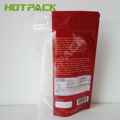 Food packaging custom printing zipper top clear window snack dry fruit Biscuits stand up bags