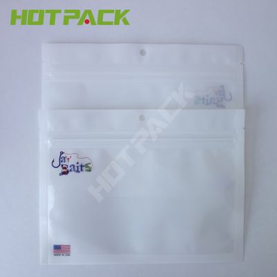 Cheaper high quality with clear window fish lure small plastic packaging mylar 3 side seal bag