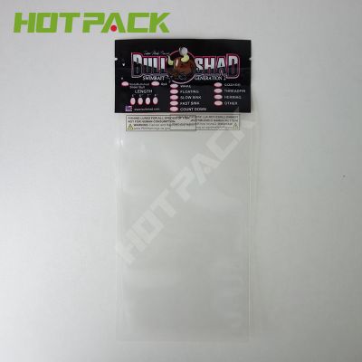 custom printed resealable transparent fish bait  packaging mylar 3 side seal bags with zipper